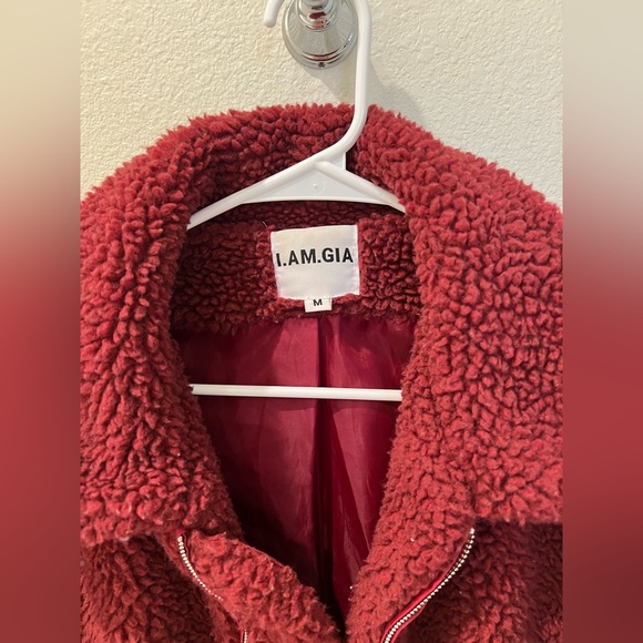 IAMGIA fur burgundy teddy jacket - Picture 4 of 9